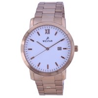 Reloj Westar White Dial Rose Gold Tone Stainless Steel Quartz 50245 Ppn 601 Men'S Watch