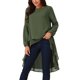 thumbnail image 1 of INSPIRE CHIC Blusas asimétricas de gasa casuales elegantes para mujer con mangas largas de linterna y cuello redondo M Verde militar, 1 of 5