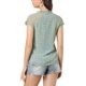 thumbnail image 3 of INSPIRE CHIC Blusa Floral de Regreso a Clases para Mujer, Manga Corta, Chifón, Casual, con Volantes, Azul Claro XS, 3 of 7