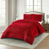 Casadeliacl - Plumon De Invierno Peludos Con Chiporro 2 Plazas Rojo Peludo