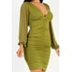 thumbnail image 3 of Vestido Mini De Malla Fruncida Con Cuello En V Y Manga Larga, 3 of 5