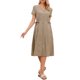 thumbnail image 1 of INSPIRE CHIC Vestido Casual de Verano para Mujer con Botones, Cuello en V, Manga Corta, Trabajo, Línea A, Vestido Midi M Caqui, 1 of 6