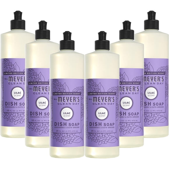 Jabón líquido para platos Mrs. MEYER'S CLEAN DAY Lilac, 473 ml, paquete de 6