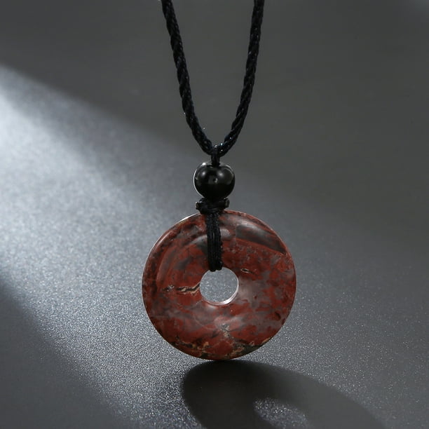 Handmade Braided Necklace with Natural Stone Peace Buckle - Adjustable and Stylish
