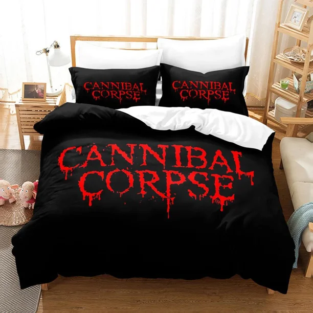 v1991 Bed Sheets CANNIBAL CORPSE Single Double Printed Bedding Set for Boys Bedroom Queen King Size Duvet Cover Bed Set Quilt Cover Pillowcase 3-Piece Bedding Set (1 Duvet Cover + 2 Pillow Shams) Bed
