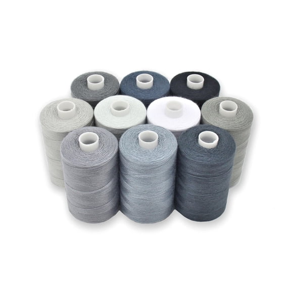 Hilo de coser BlesSew 10 bobinas 914 m tonos de gris