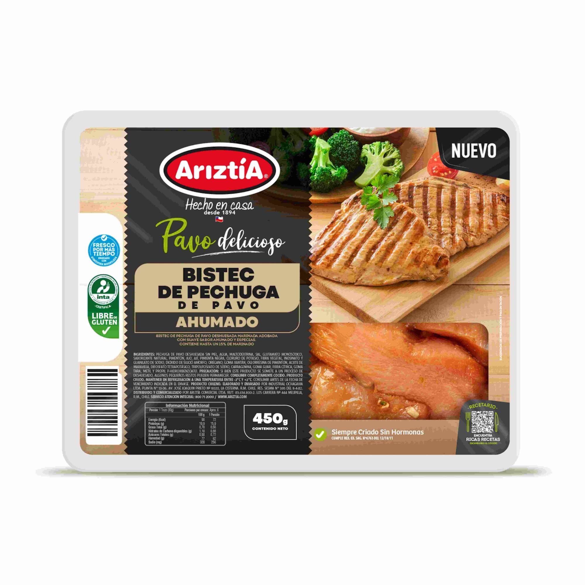 Bistec De Pechuga De Pavo Ahumado 450 g Ariztia