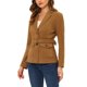 thumbnail image 4 of INSPIRE CHIC Blazer de trabajo de mujer con cinturón de imitación de ante, manga larga, abotonado, talla M, color marrón, 4 of 7