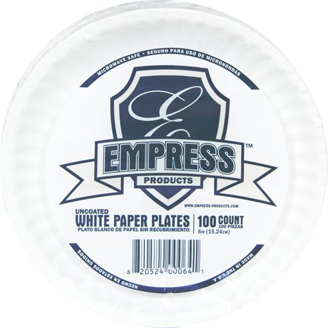 Plato De Papel Empress E30300 00065 Sin Estucar, 23 Cm, Paquete De 1200