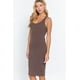 thumbnail image 4 of Saronite Vestido Midi Ajustado con Espalda Nadadora y sin Mangas Basics, Marrón Madera (para Mujer), 4 of 4