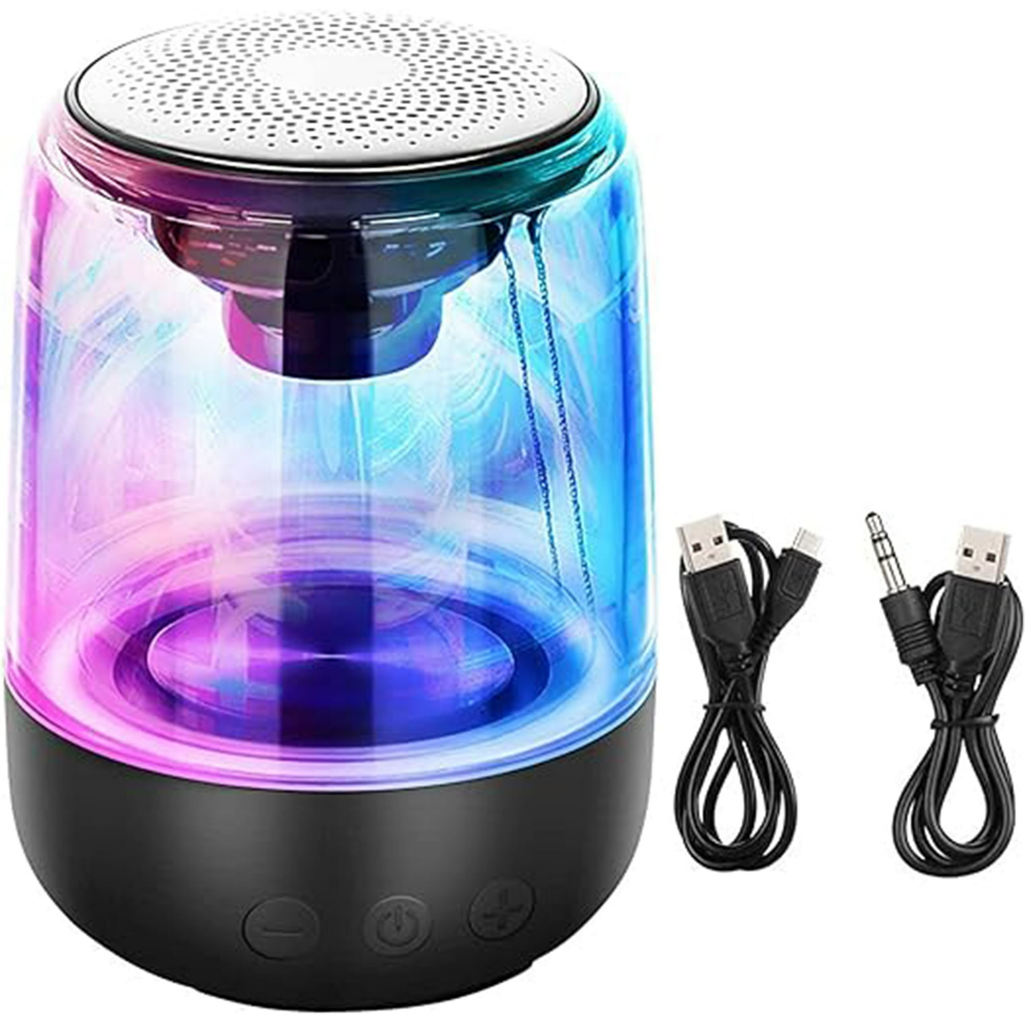 Veat00l - Bocina Bluetooth 5.0 Portátil, Altavoz Bluetooth, Altavoz Inalámbrico Deportivo, Altavoz Inalámbrico Portátil Con 7 Temas Led De Color, Micrófono Con Llamadas Manos Libres
