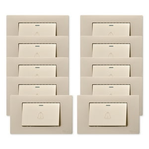 Want - Pack 10 Pulsador Timbre Metálico Simple 10A - Dorado