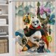 thumbnail image 5 of Kung Fu Panda 4-theme 4-Piece Shower Curtain Set with Rugs, Waterproof Bathroom Decor Set Includes Bath Mat, U-Shaped Rug, Toilet Lid Cover and Curtain with Hooks, 5 of 6