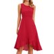 thumbnail image 1 of Vestido Midi con Estampado Floral y Dobladillo con Volantes sin Mangas para Mujer INSPIRE CHIC Rojo S, 1 of 5