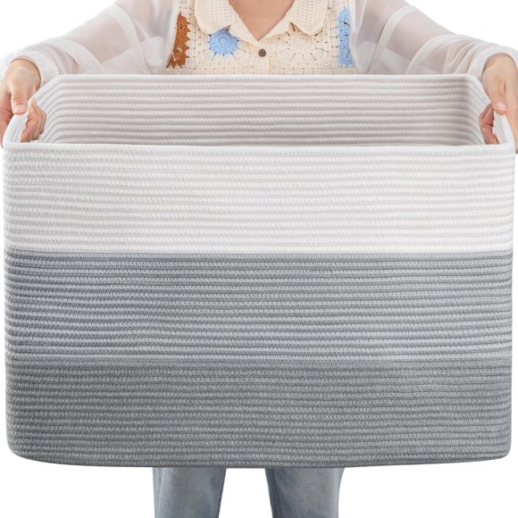 Cesta de almacenamiento OIAHOMY Cotton Rope 108L, gris degradado