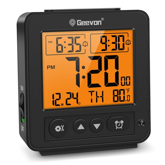 Reloj despertador Geevon Smart Night Light con temperatura (negro)