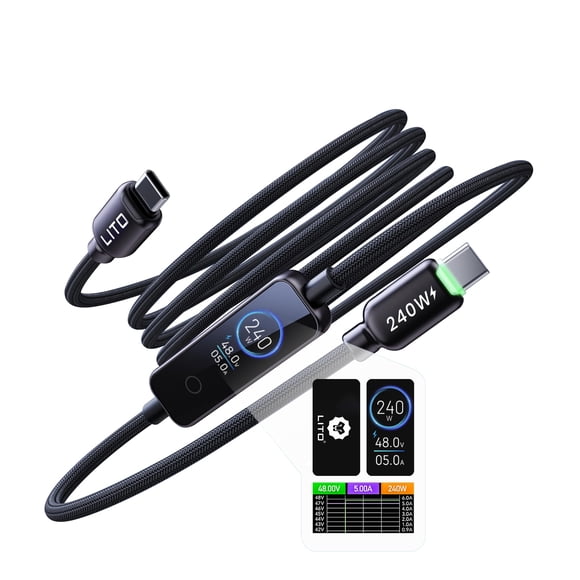 Cable USB-C LITO 240W PD 3.1 de carga rápida 1,2 m