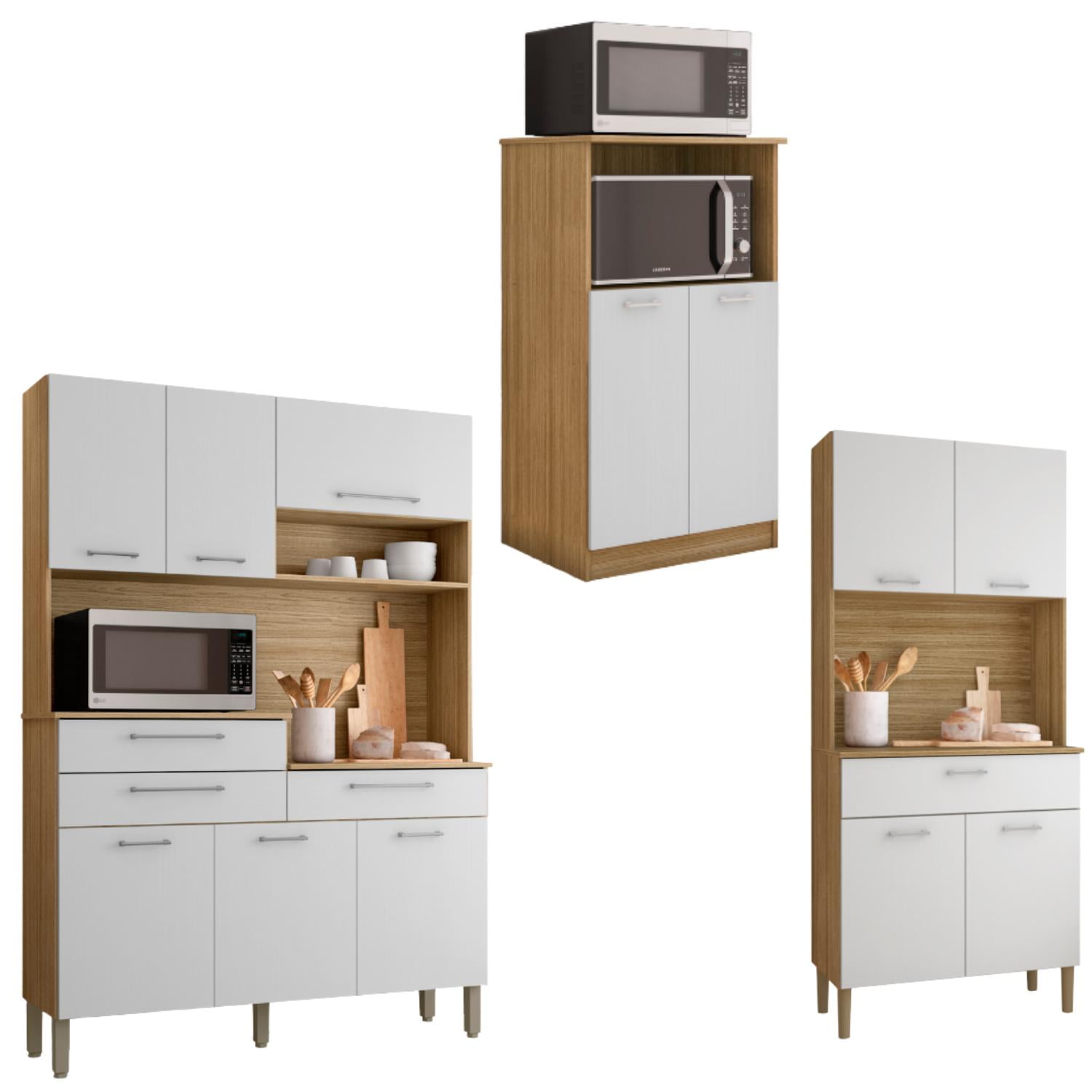 Movelaria - Combo Cocina Orion Microondas + Kris + Kit Orion 8 Puertas K020408 Blanco