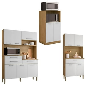 Movelaria - Combo Mueble Para Microondas Orion, Mueble De Cocina Kris Y Kit 8 Puertas Kit Orion K020408