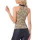 thumbnail image 3 of INSPIRE CHIC Top sin mangas con cuello halter, ajuste ceñido, casual, para fiesta, con cintura fruncida, estampado, para mujer, talla M, Beige-Leopardo, 3 of 5