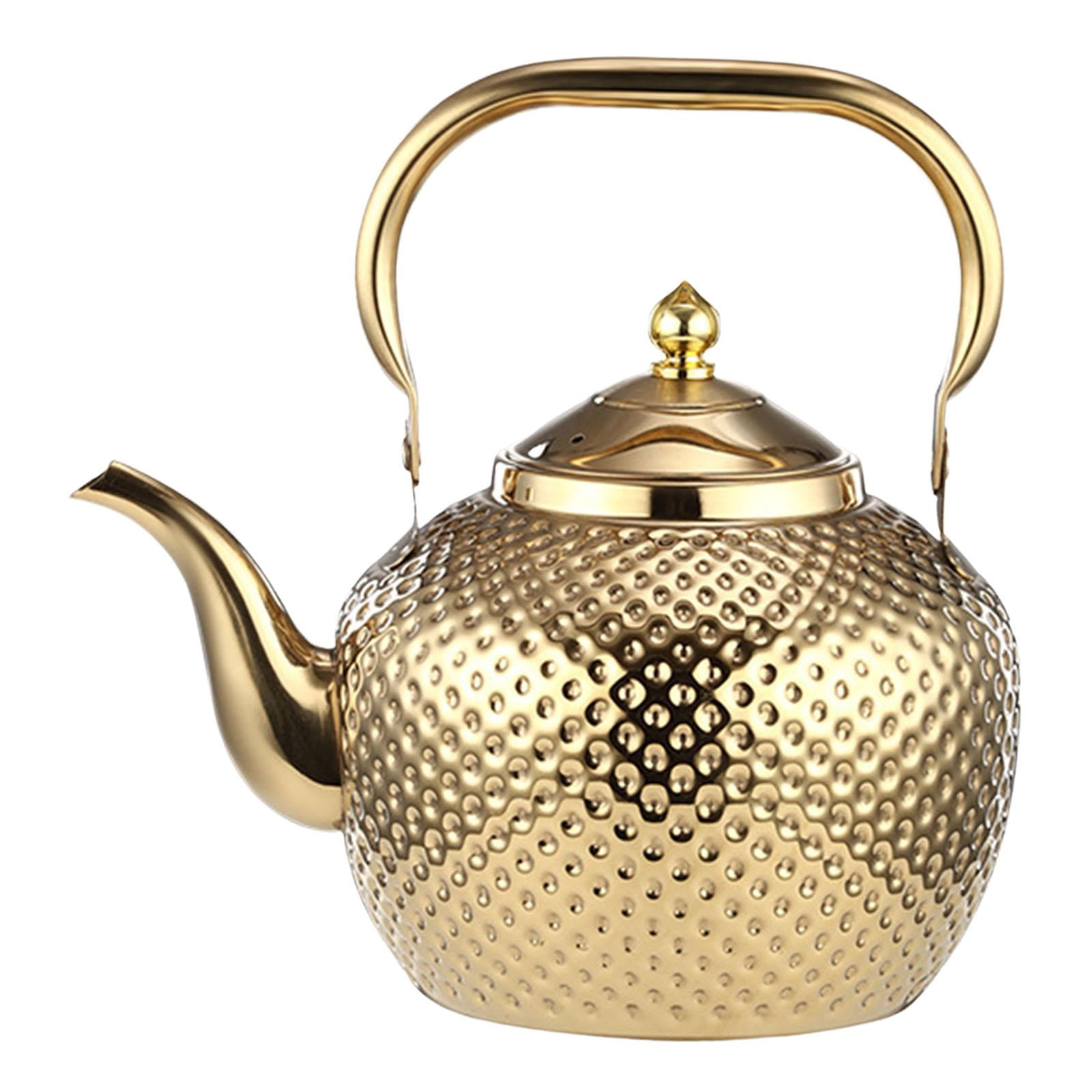 Bothyi - Tetera De Acero Inoxidable, Tetera De Hojas Sueltas Florecientes, Té De Kung Fu Para Cocina, 2,0 L, Oro