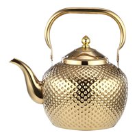 Bothyi - Tetera De Acero Inoxidable, Tetera De Hojas Sueltas Florecientes, Té De Kung Fu Para Cocina, 2,0 L, Oro