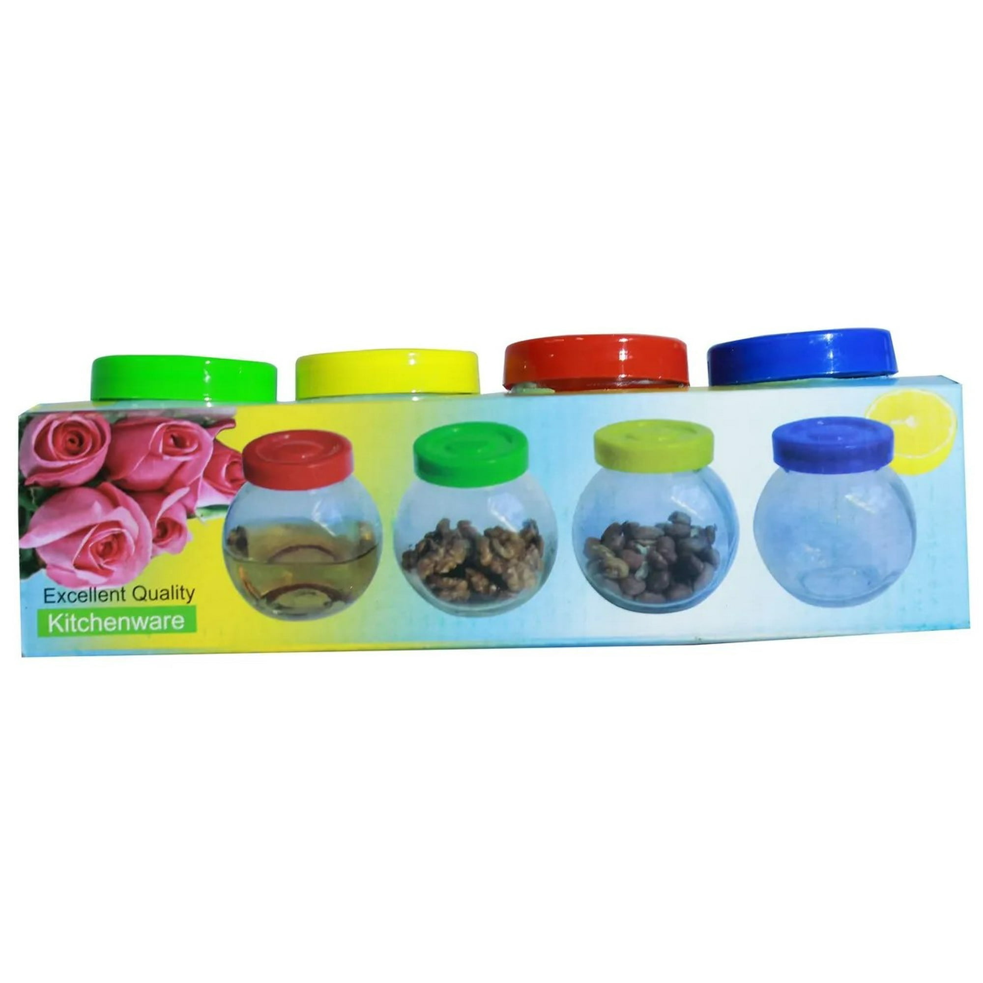 Genérico - Set De 4 Especieros Recipientes En Vidrio Con Tapa Calidad ®