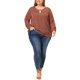 thumbnail image 2 of Blusas de Gasa Floral con Cuello de Ojal y Mangas Largas para Mujer de Talla Grande de Agnes Orinda 2X Marrón, 2 of 7