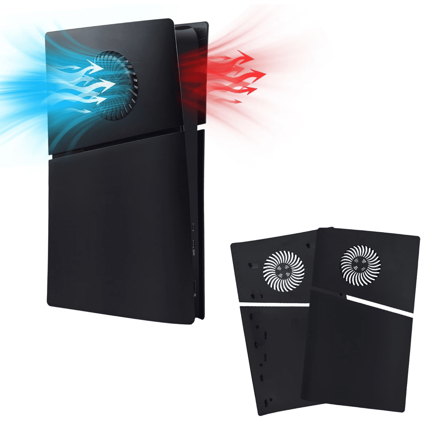 Genérico - Cara Placas Para Ps5 Slim Digital Edition Sólo, Anti-scratch Paneles De Reemplazo Cubierta Placas Shell Caso Con Ventilación De Refrigeración Para Playstation 5 Slim Digital Edition Consola-negro