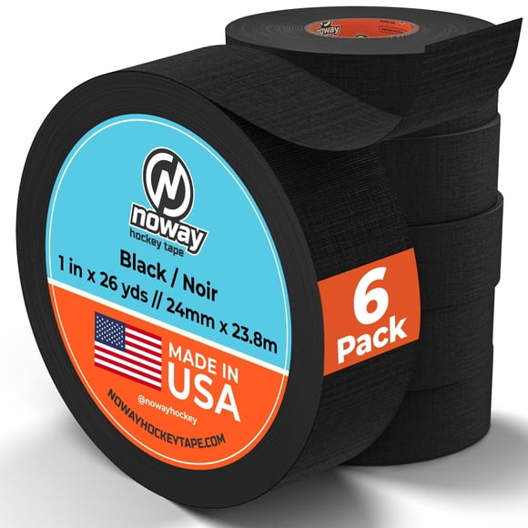Cinta para hockey Noway Hockey de 1 pulgada x 24 m, negra, paquete de 6