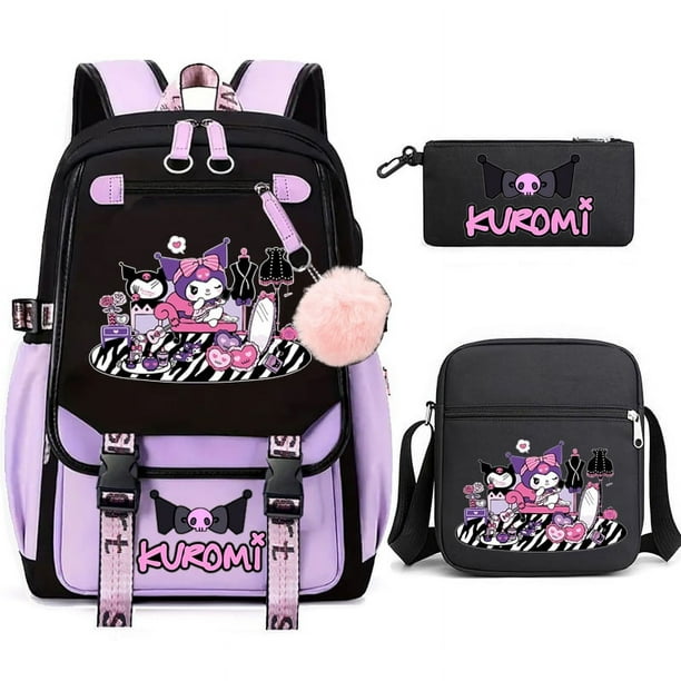 3pcs Kuromi Backpacks Patchwork Capacity Women Men Travel Mochilas With Shoulder Bags Ins Laptop Teens School Bags