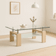 thumbnail image 2 of Mesa de centro para living rectangular de vidrio y madera, 2 of 7