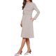 thumbnail image 4 of VESTIDOS DE TRABAJO CHIC INSPIRADORES para Mujeres de Manga Larga con Cuello de Barco Línea A Formal de Negocios Casual con Bolsillos XS Topo, 4 of 6
