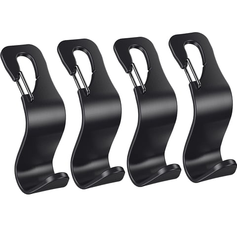 Eldhus - 4 Pack Car Back Seat Headrest Hook Hanger For Purse Grocery Bag Handbag Hat