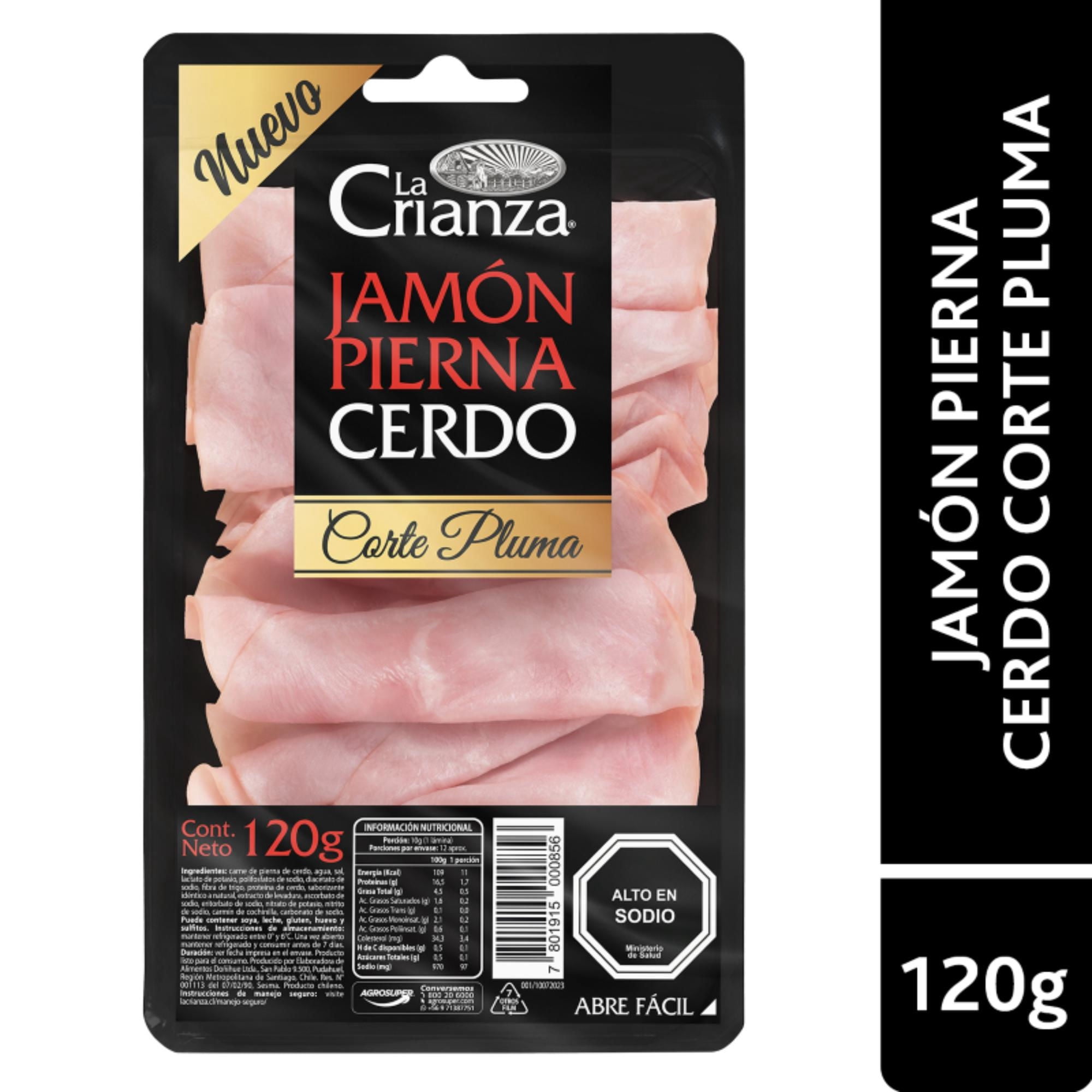 Jamón Pierna Cerdo Corte Pluma, 120 g