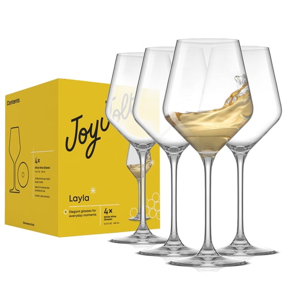Juego de 4 Copas de Vino Blanco JoyJolt Layla 400 ml Transparentes