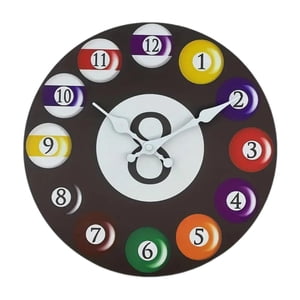 Bothyi - Reloj De Pared Con Temática De Billar, Colección Silenciosa, Circular, Para Loft, Hotel, Dormitorio, 12 Pulgadas