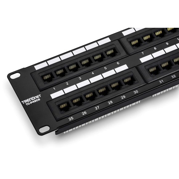 Patch panel TRENDnet TC-P48C6 de 48 puertos Cat6 sin blindaje, negro