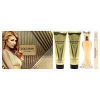 Set De Regalo Perfume Paris Hilton Gold Rush Edp 100Ml, Perfume Paris Hilton Gold Rush Edp 10Ml, Loción Corporal Paris Hilton Gold Rush 90Ml, Gel De Ducha Paris Hilton Gold Rush 90Ml Mujer