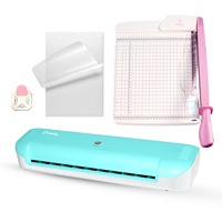 Hobypress - Kit Plastificadora Laminadora Turquesa Hoby A4 + Guillotina 30Cm