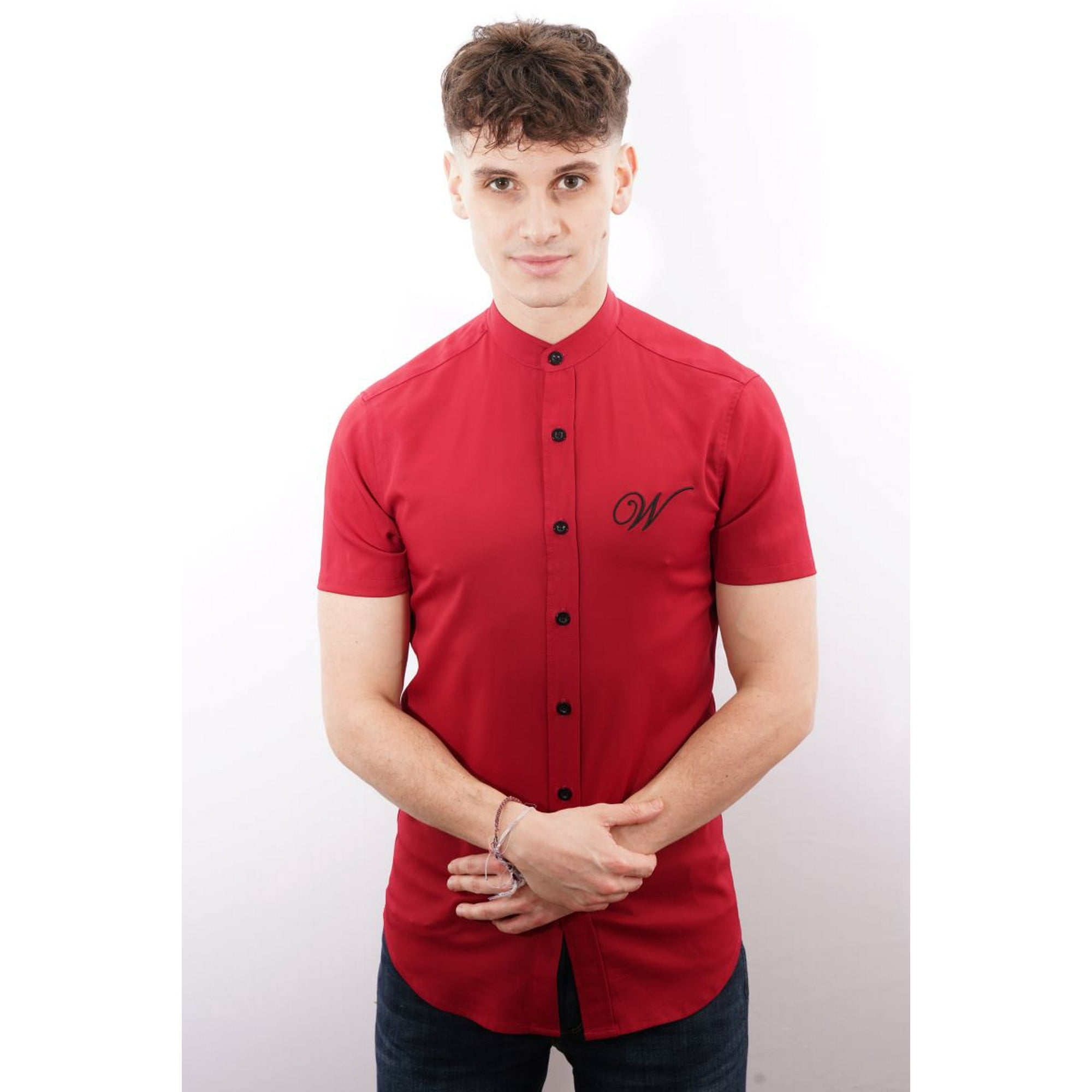 Camisa Color Rojo Manga Corta Fit White Clothing