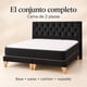 thumbnail image 3 of Cama Europea 2 Plazas Base Dividida Respaldo Capitoné Negro Colchón Híbrido, 3 of 8