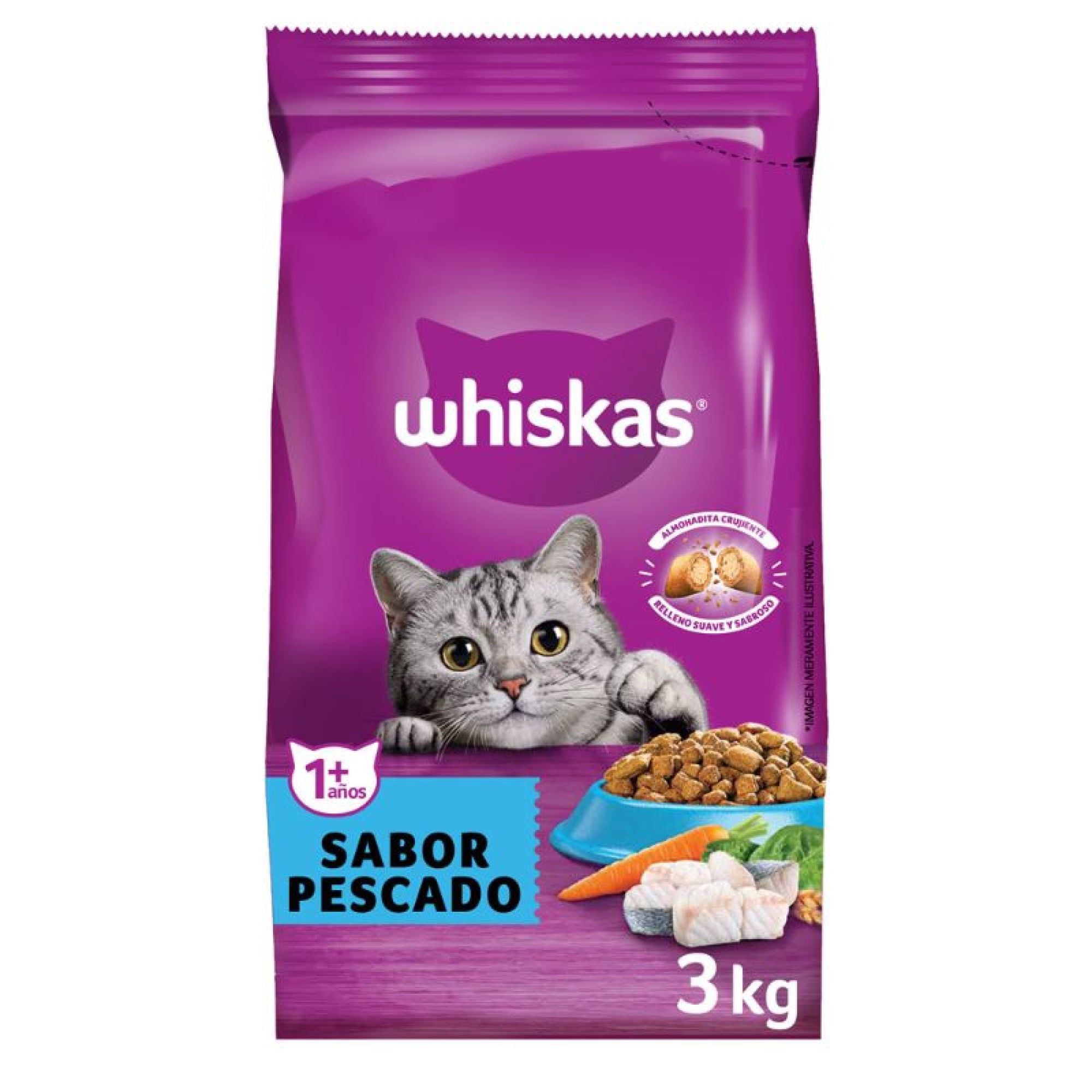 Alimento Seco Gato Adulto Sabor Pescado Bolsa 3 Kg Whiskas