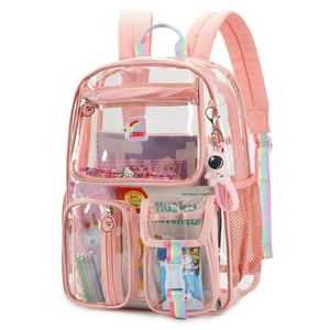 Mochila Transparente Lisinuo Heavy Duty Transparente Rosa