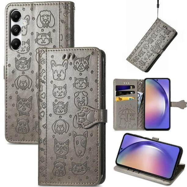 Funda Cartera FOXDOCK para Xiaomi Poco X6 Pro 5G , Flip PU con Relieve de Gatos y Perros, Tarjetero y Soporte