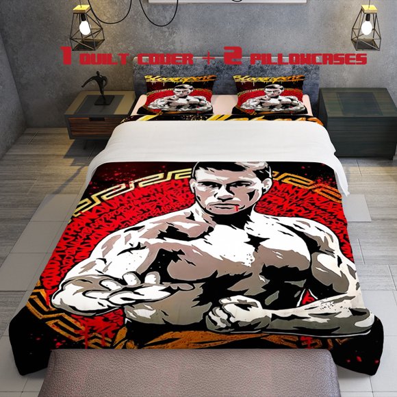 3pcs Dynamic Bloody Sports Theme Bedding Set Duvet Cover and Pillowcases with Multicolor Print