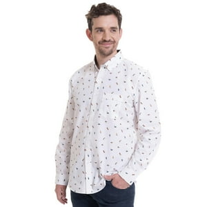 Truval - Camisa Estampada Microprint Blanco