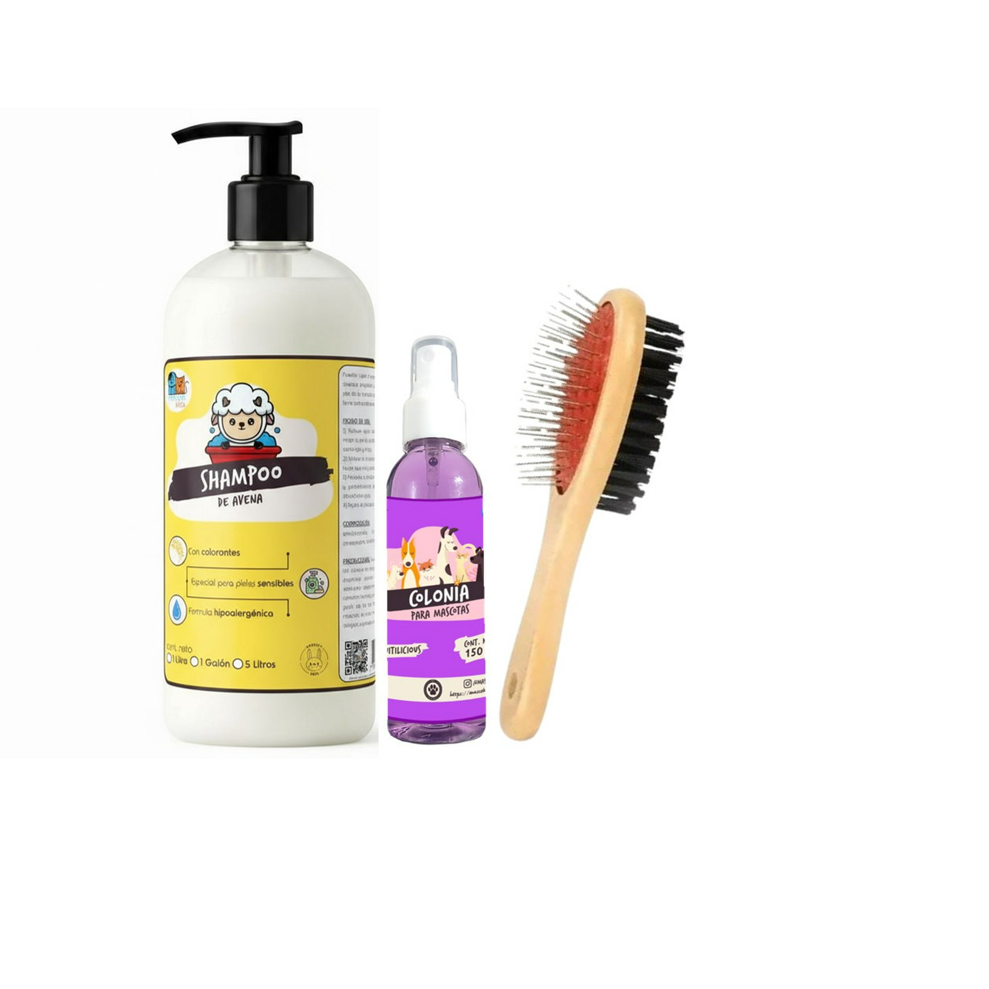 Mascokits - Kit Perros Shampoo Avena 1lt + Colonia Fruitil 150ml + Peine