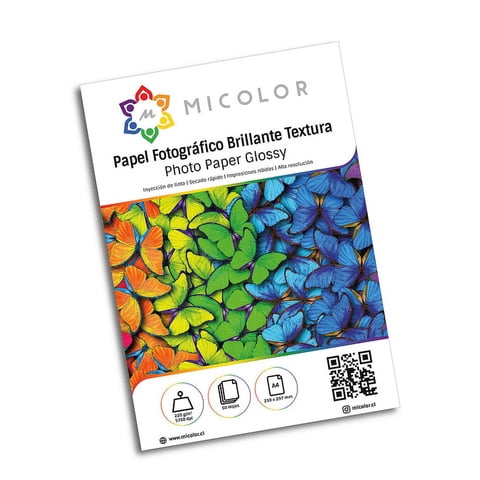 Micolor - Mix Papel Brillante 4 Texturas A4 220G 40 Hojas