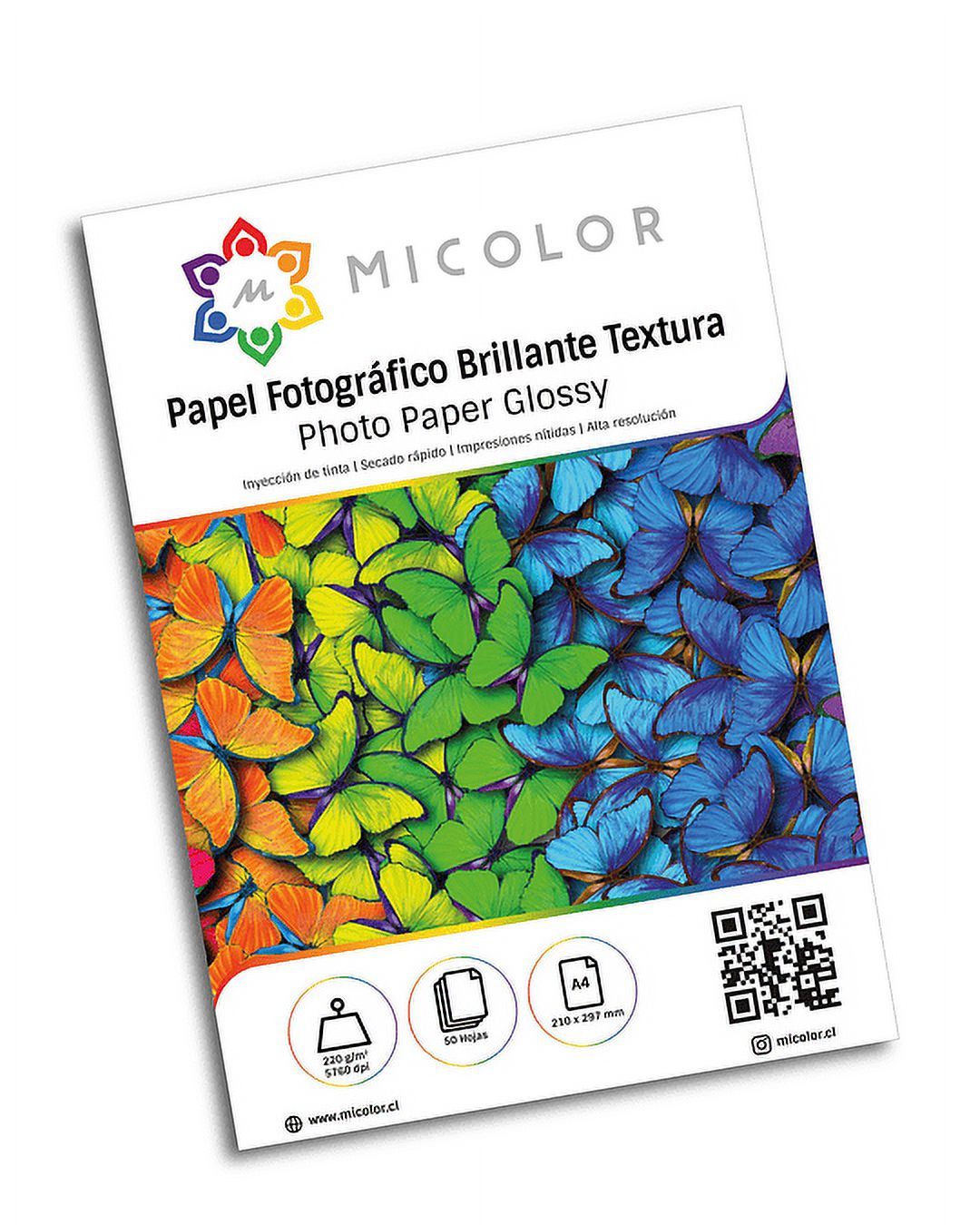 Micolor - Mix Papel Brillante 4 Texturas A4 220G 40 Hojas